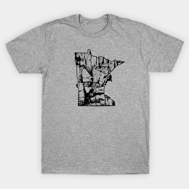 Rock Climbing Minnesota Rock Climber State Map T-Shirt by TeeCreations